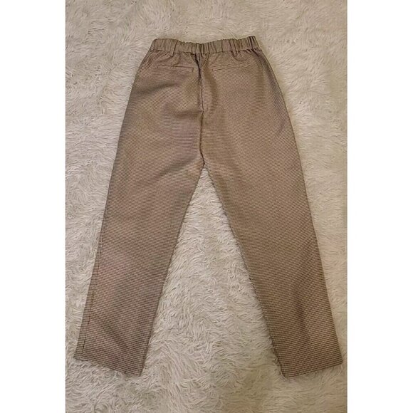 Steve Madden Houndstooth Trousers Size 2 Elastic Waist Brown And White Work - Picture 3 of 10